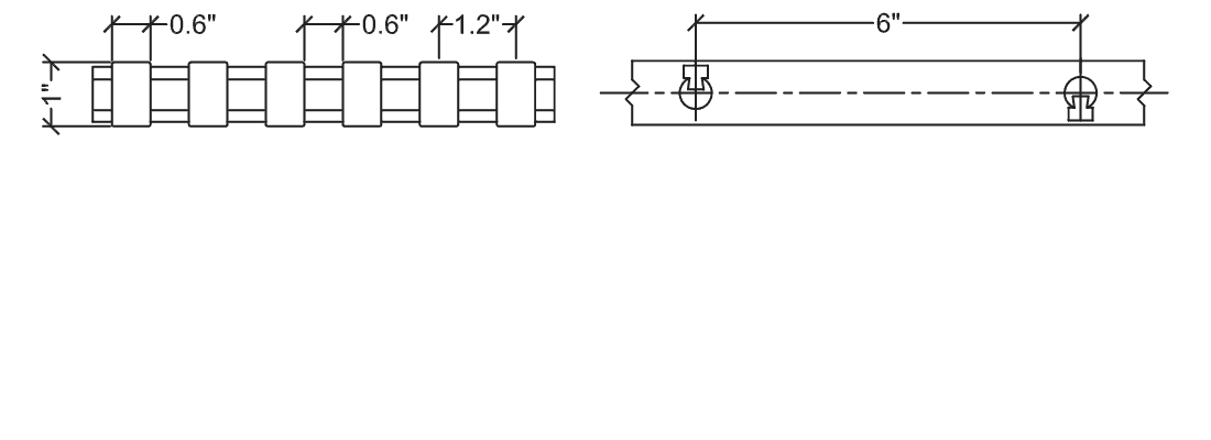 Technical illustration of heavy duty structural fiberglass pultruded grating bearing bar, 10-50.