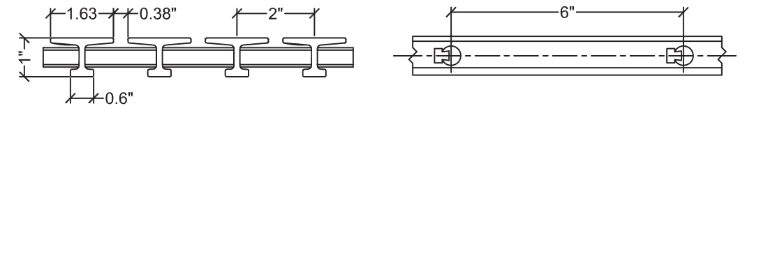 Technical illustration of Fiberglass Reinforced Plastic T bearing bar grating, 10-18 VGBA certified.