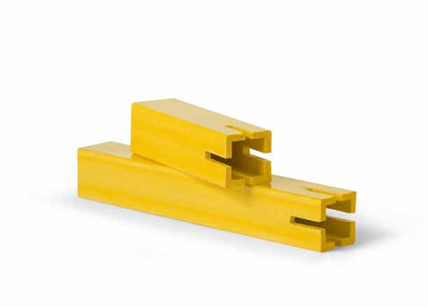 Two yellow structural fiberglass fixed grating pedastals. 
