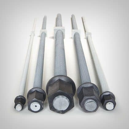 Image of grey and white PROForms FRP structural fiberglass threaded rod nuts.