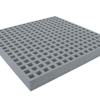 Image of grey FRP 1 1/2 X 3/4 X 3/4 inch square grid grating.