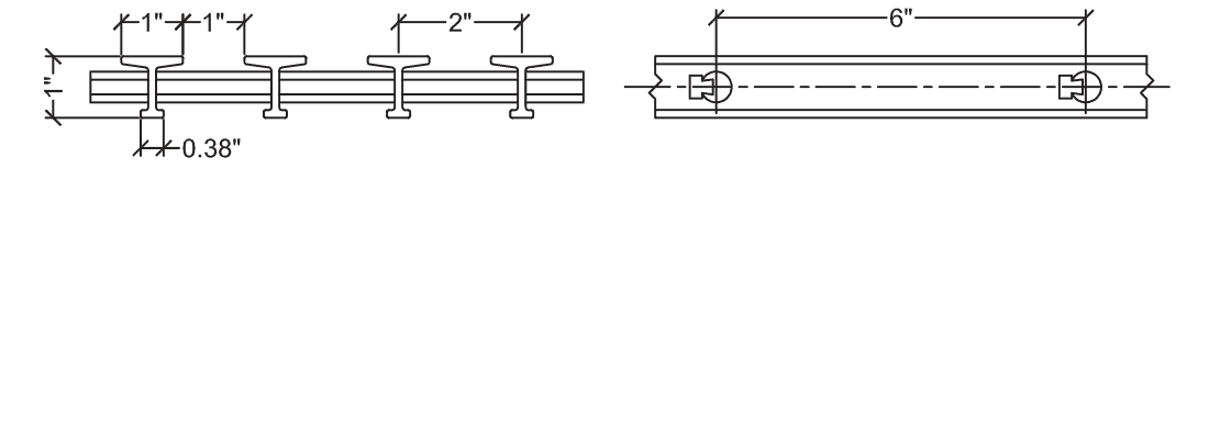 Technical illustration of Fiberglass Reinforced Plastic T bearing bar grating, 10-50.