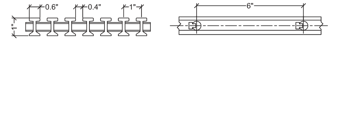 Technical illustration of structural fiberglass I bearing bar grating, 10-40 VGBA certified.