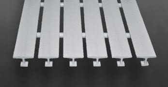 White VGBA certified PROGrate pultruded FRP grating for use in VGBA compliant drain systems.