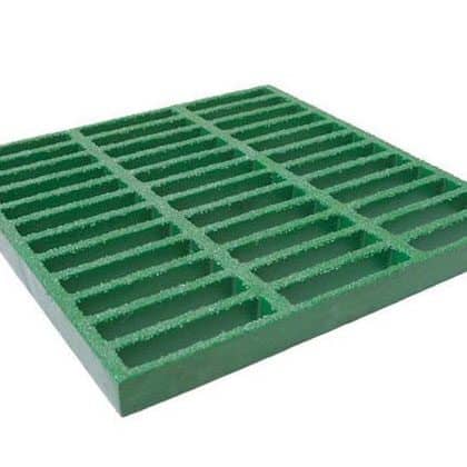 Image of green Fiberglass Reinforced Plastic 1 X 1 X 4 inch rectangular grid grating.