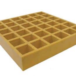 Image of yellow FRP 2 X 2 X 2 inch square grid grating.