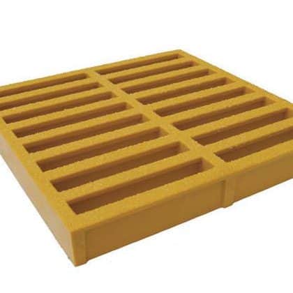 Image of yellow Fiberglass Reinforced Plastic 1 1/2 X 1 1/2 X 6 inch rectangular grid grating.