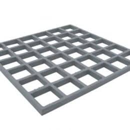 Image of grey Fiberglass Reinforced Plastic 1/2 X 2 X 2 inch square grid grating.