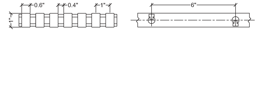 Technical illustration of heavy duty Fiberglass Reinforced Plastic pultruded grating bearing bar, 10-40.