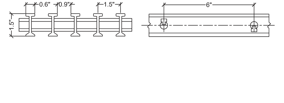 Technical illustration of FRP 15-60 I bearing bar grating.