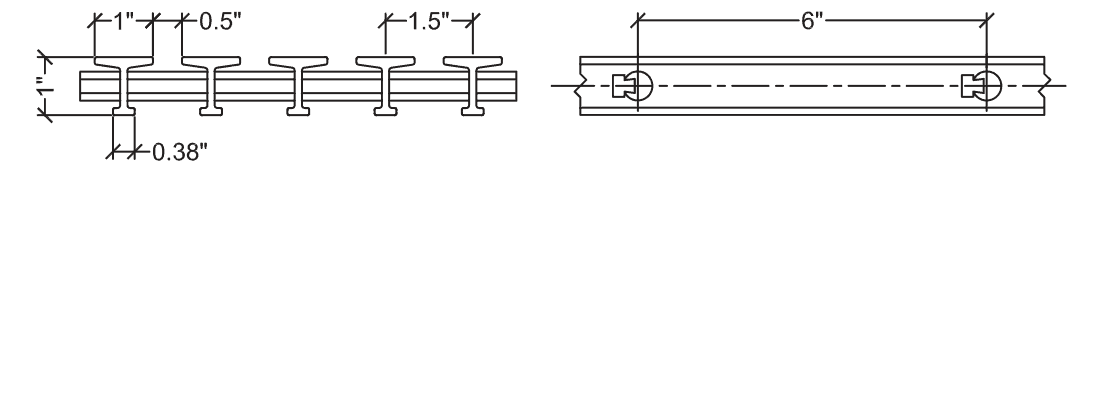 Technical illustration of structural fiberglass T bearing bar grating, 10-33.