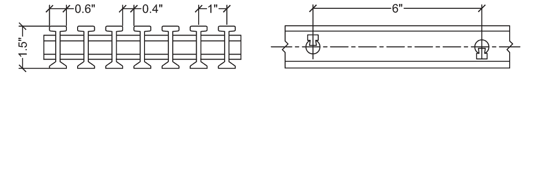 Technical illustration of FRP I bearing bar grating, 15-40 VGBA certified.