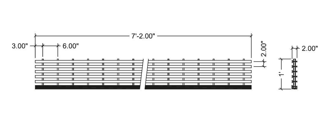 Technical illustration of PROGrate FRP pultruded stair tread, T 20-50.