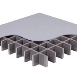 Image of grey 1 1/8 X 1 1/2 X 1 1/2 inch structural fiberglass square grid grating.