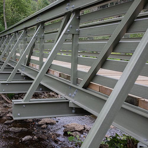 Rocky Gap Bridge close up of #2 pressure-treated southern pine wood planks.