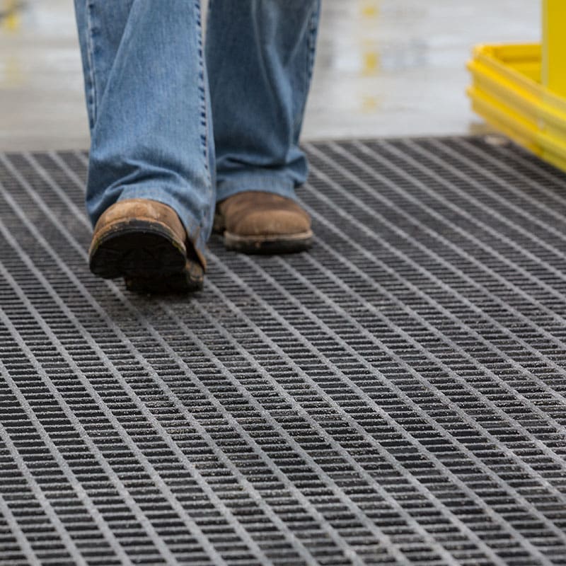 Boots walking on FRP grating