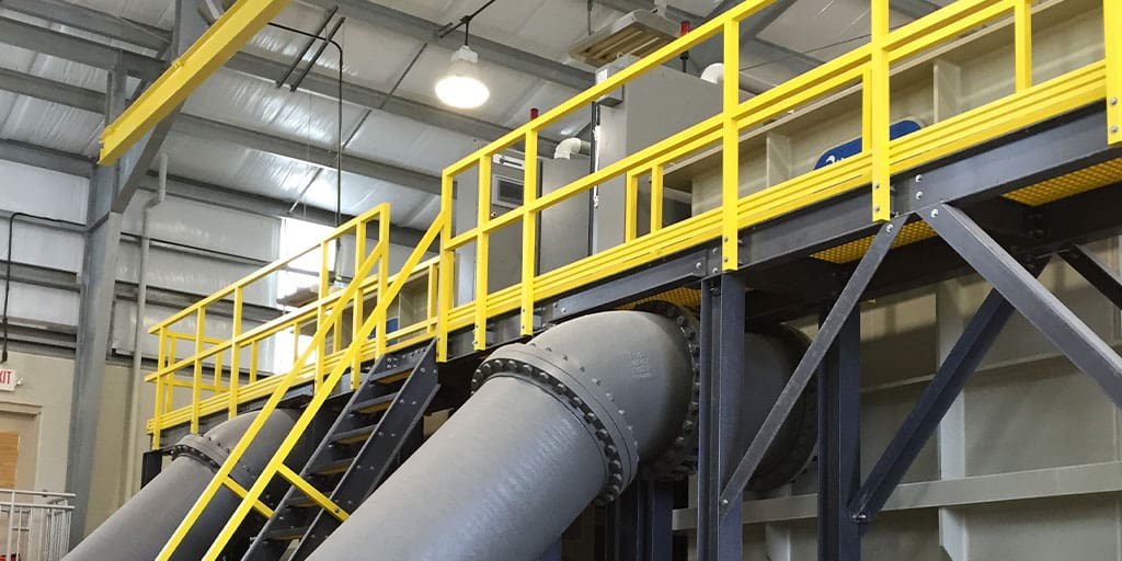 Yellow ReadyRail system in industrial setting.