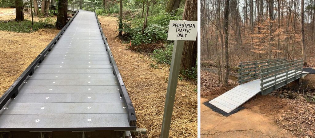 Light-duty grating used in pedestrian bridge environments
