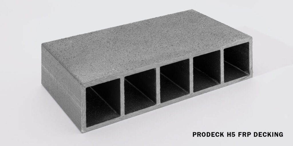PRODeck H5 FRP decking sample on gray background