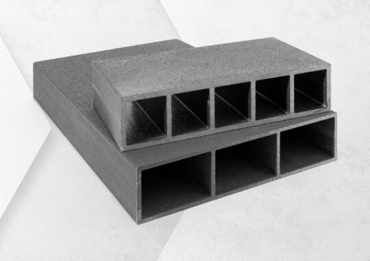 Grey PROSeries light-duty and heavy-duty composite FRP decking on graphic background.