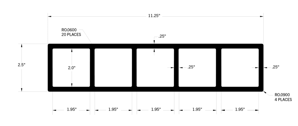Section view of PRODeck H5 composite decking