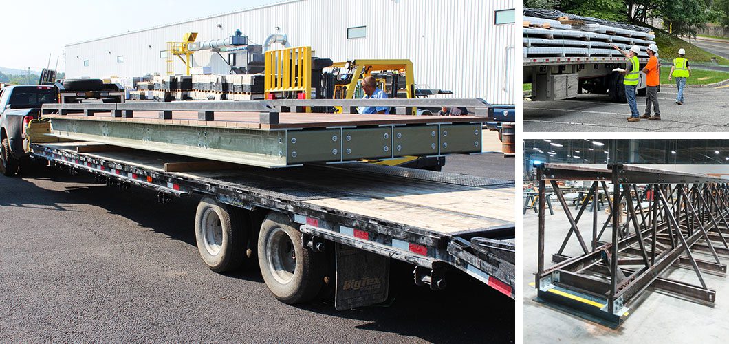 A pedestrian bridge in multiple stages: construction, transportation, and installation